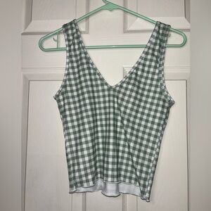 Checkered green & white crop top